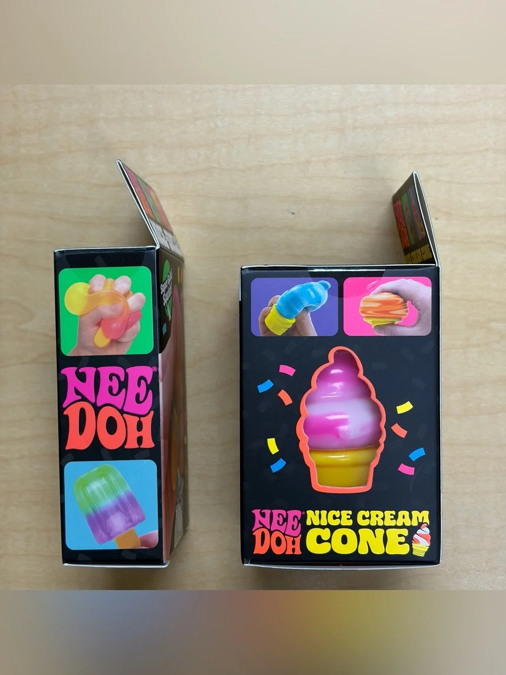 Lot of 2: NeeDoh Squish Fidget Toys Nice-Sicle Popsicle. Nice Cream Cone New